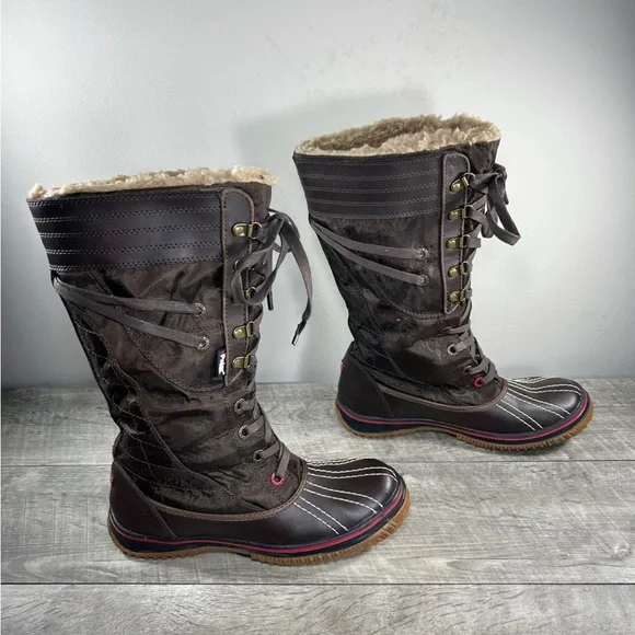 Pajar Dark Brown Lace-Up Boots with Fur Lining Women main image 4
